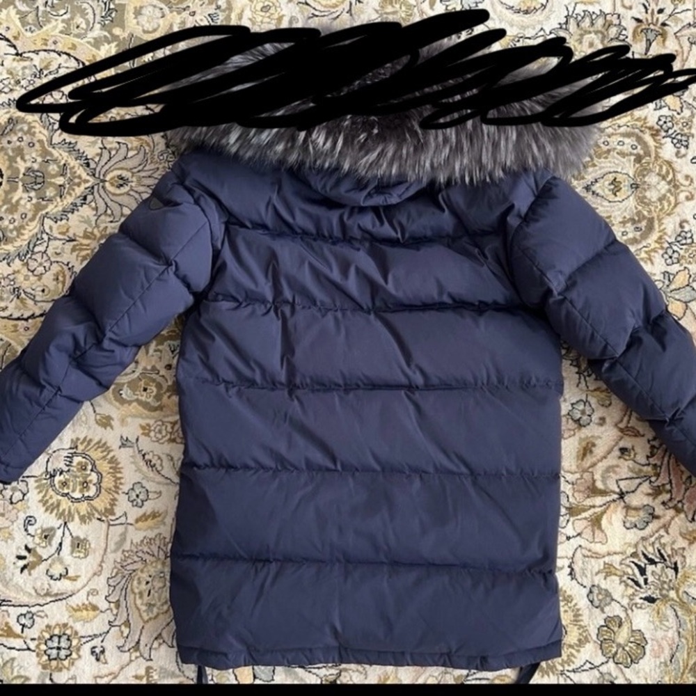 Intuition Paris Navy blue Puffer NO Fur Hood coat s small